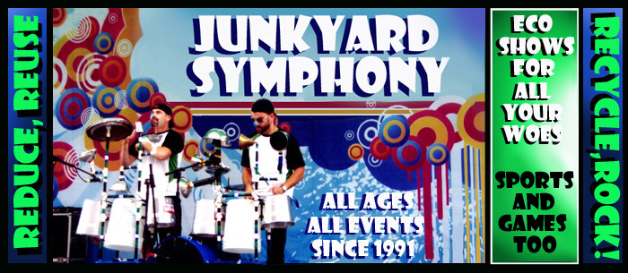 Junkyard Jonny and Trashcan Tony playing junk drums!