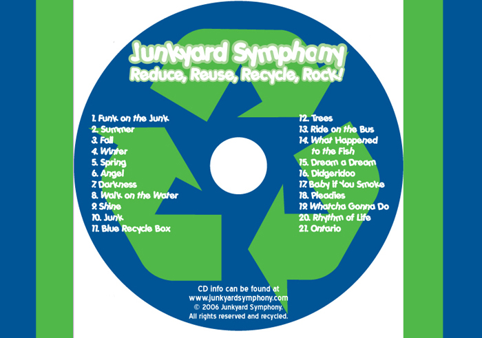 Junkyard Symphony's new Cd, Reduce, Reuse, Recycle, Rock!