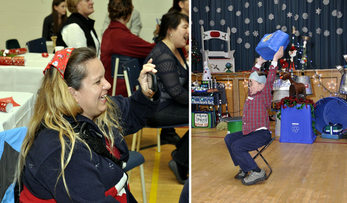A proud mom takes a picture. The cheerleader cues the crowd.