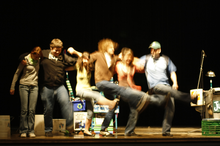Performing the Can Can.